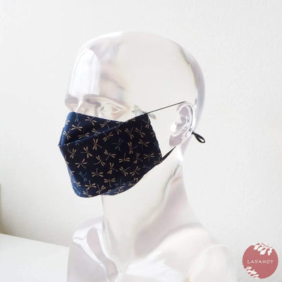 Antimicrobial Silvadur™ + Origami 3d Face Mask • Blue Dragonfly - Made In Hawaii