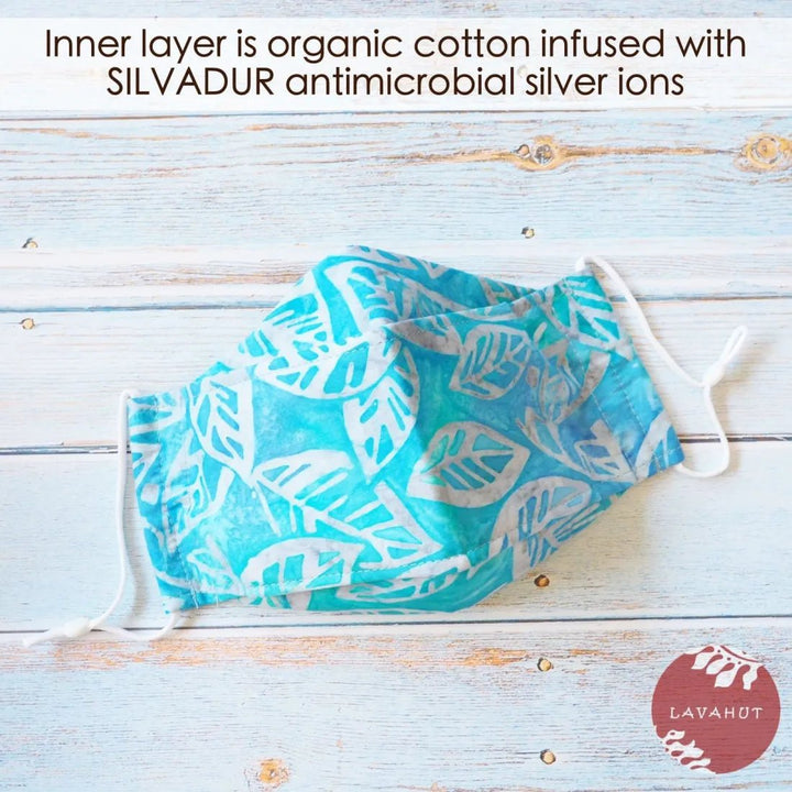 Antimicrobial SILVADUR™ + Origami 3D Face Mask • Blue Lagoon – Authentic Hawaiian Face Mask by Lavahut
