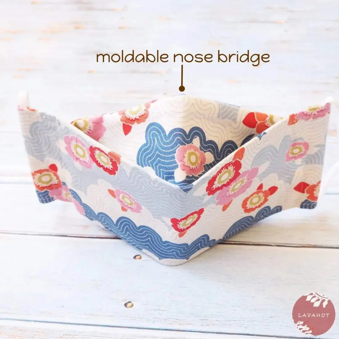 Antimicrobial Silvadur™ + Origami 3d Face Mask • Blue Lazy Days - Made in Hawaii