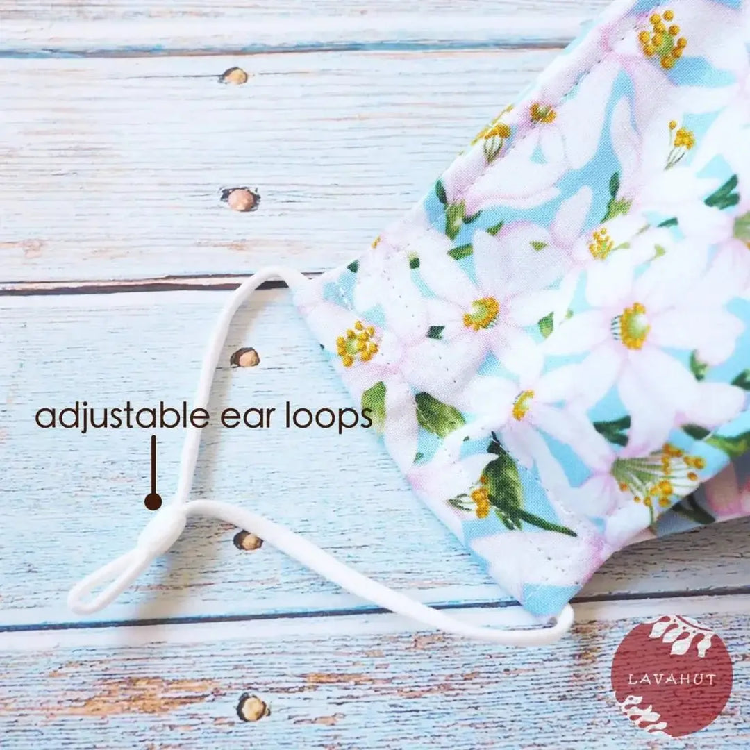 Antimicrobial Silvadur™ + Origami 3d Face Mask • Blue Lemon Blooms - Made in Hawaii