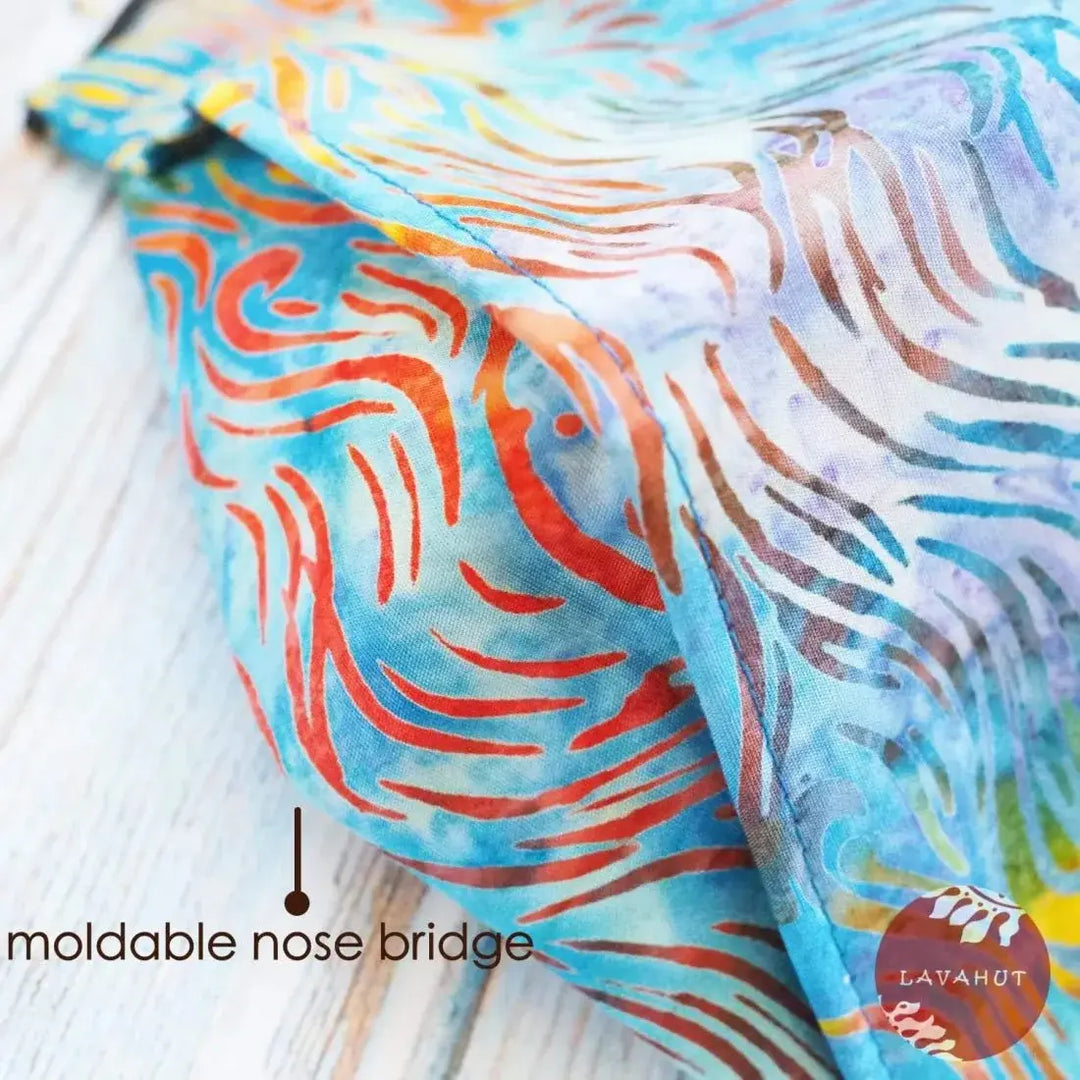 Antimicrobial Silvadur™ + Origami 3d Face Mask • Blue Ocean Waves - Made in Hawaii