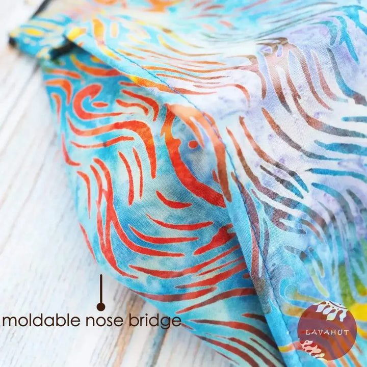 Antimicrobial Silvadur™ + Origami 3d Face Mask • Blue Ocean Waves - Made in Hawaii
