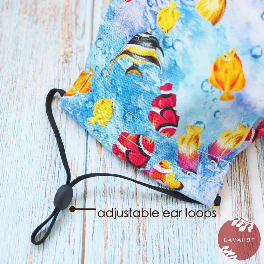 Antimicrobial Silvadur™ + Origami 3d Face Mask • Blue Tide Pool - Made in Hawaii
