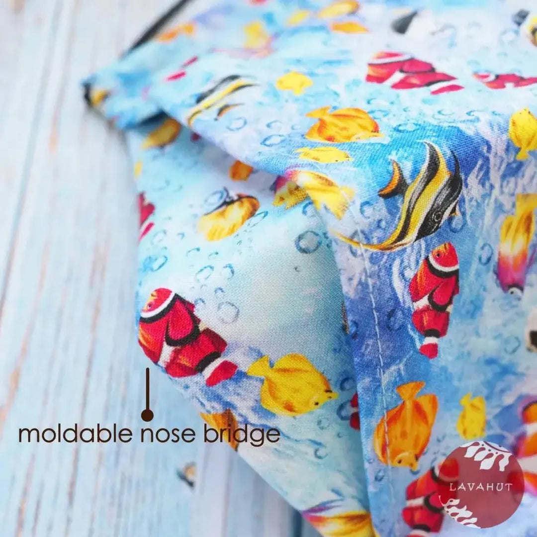 Antimicrobial Silvadur™ + Origami 3d Face Mask • Blue Tide Pool - Made in Hawaii