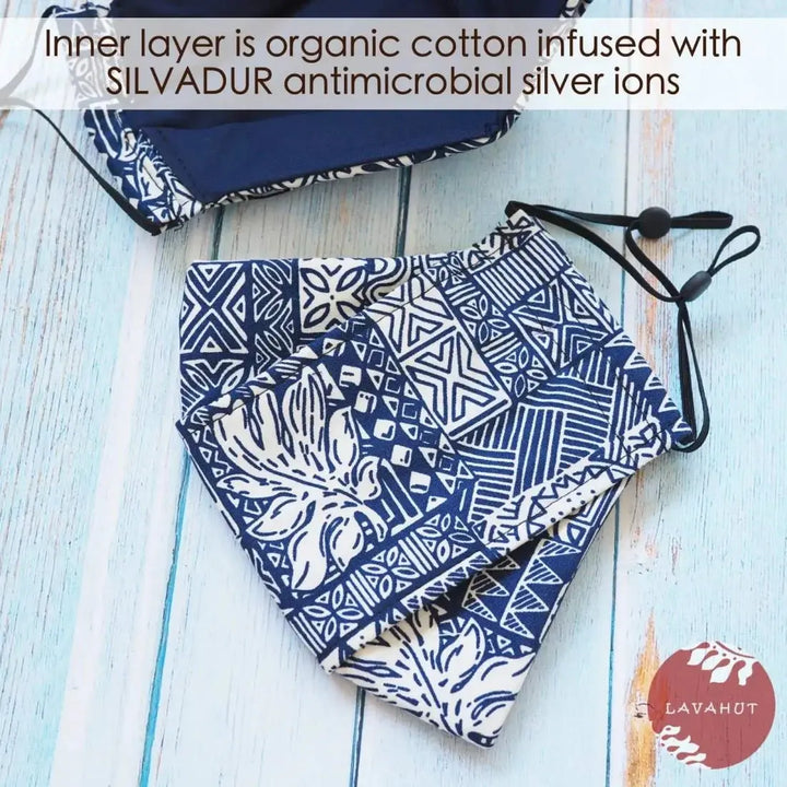Antimicrobial Silvadur™ + Origami 3d Face Mask • Blue Waikaloa - Made in Hawaii