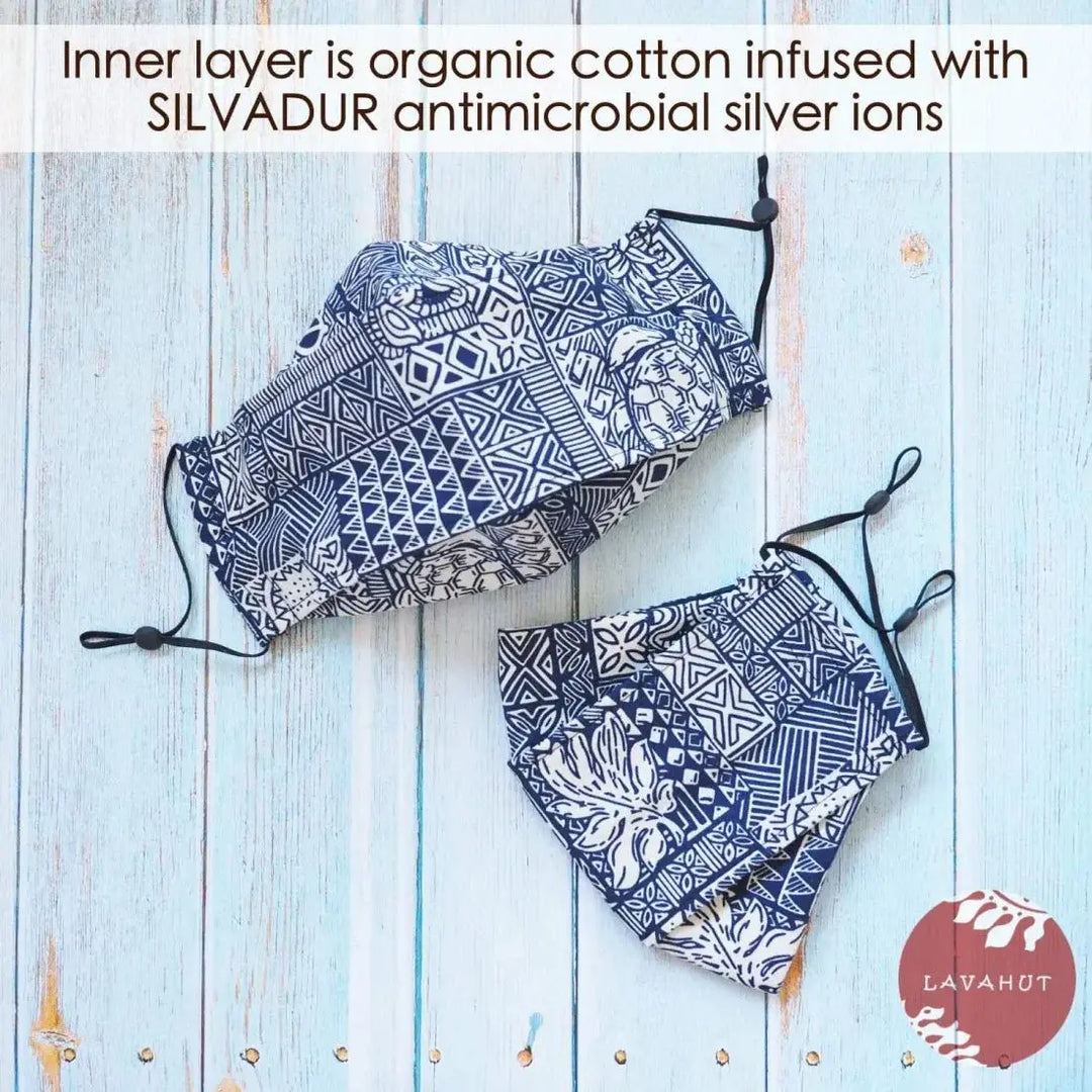 Antimicrobial Silvadur™ + Origami 3d Face Mask • Blue Waikaloa - Made in Hawaii
