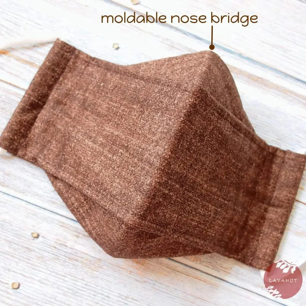 Antimicrobial Silvadur™ + Origami 3d Face Mask • Brown Chambray - Made in Hawaii
