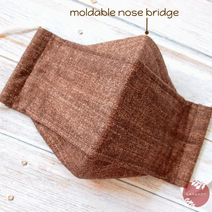 Antimicrobial Silvadur™ + Origami 3d Face Mask • Brown Chambray - Made in Hawaii