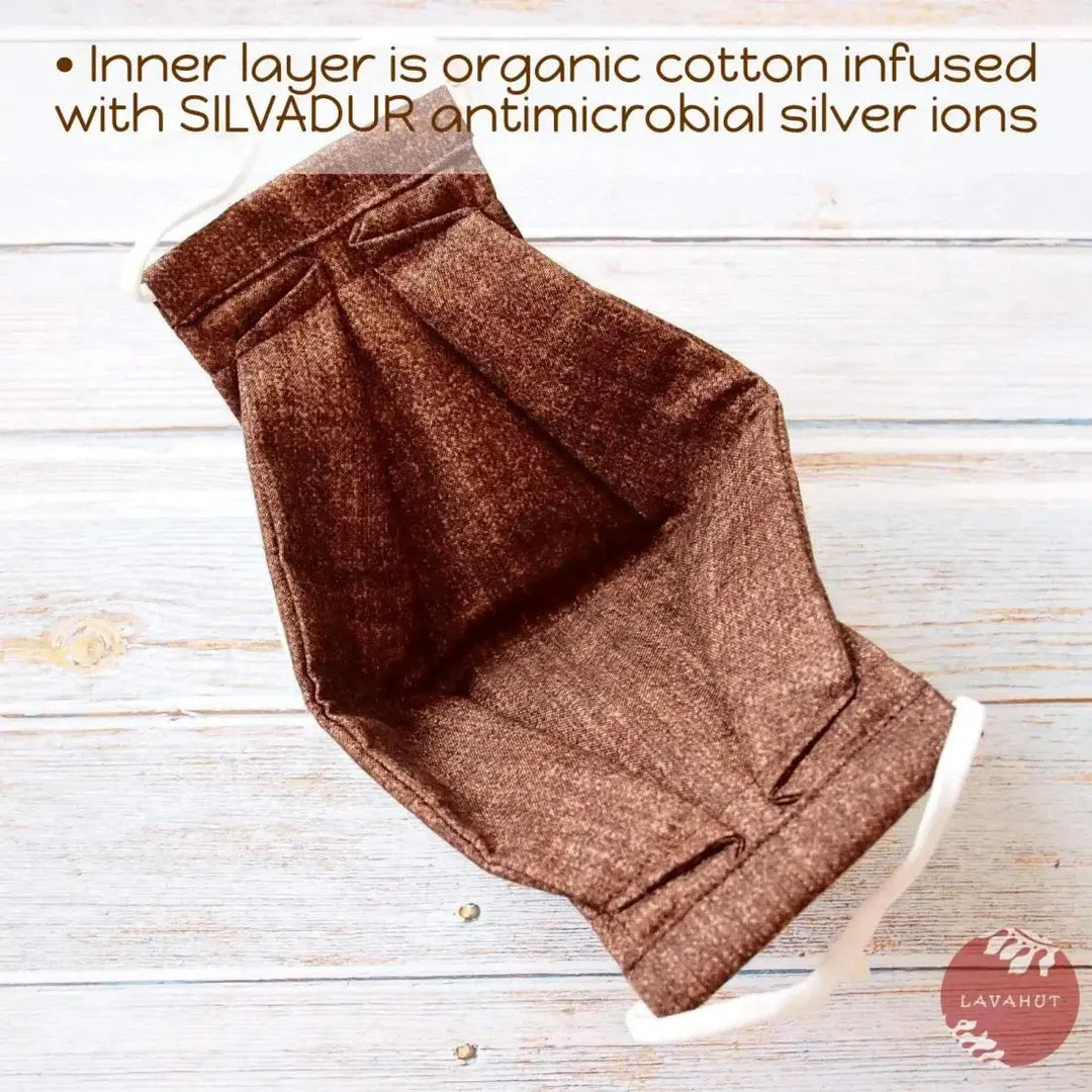 Antimicrobial Silvadur™ + Origami 3d Face Mask • Brown Chambray - Made in Hawaii