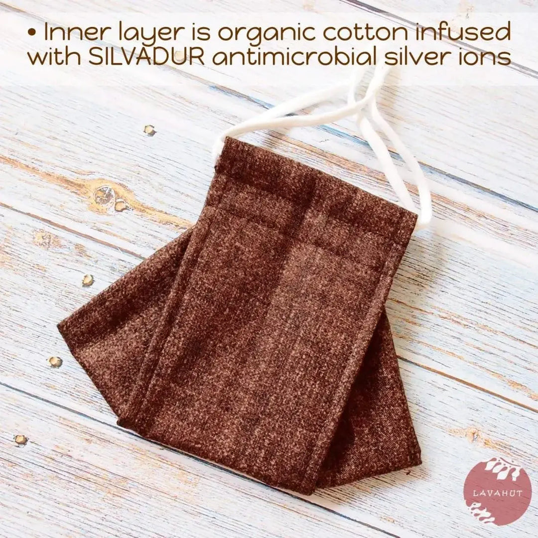 Antimicrobial Silvadur™ + Origami 3d Face Mask • Brown Chambray - Made in Hawaii