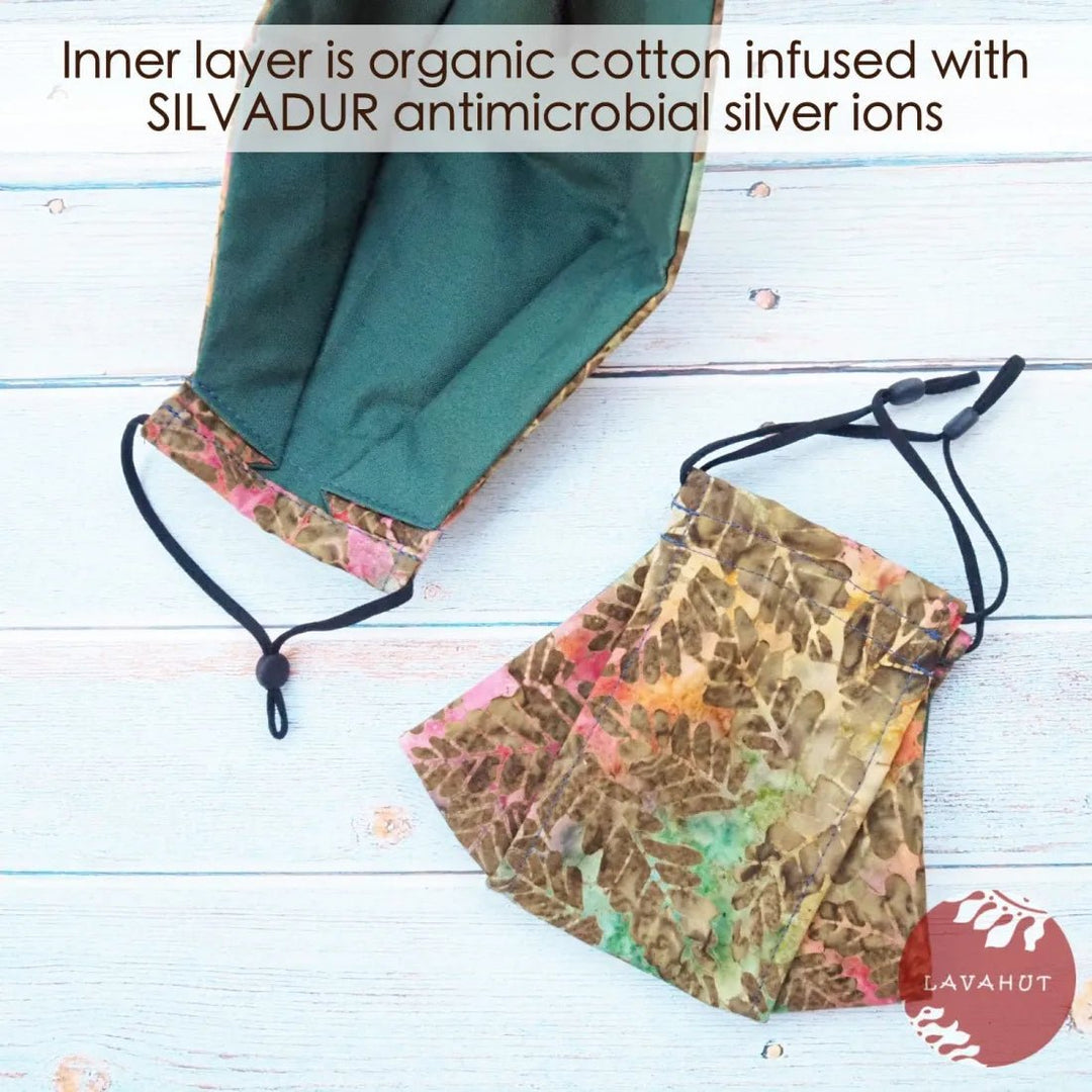 Antimicrobial SILVADUR™ + Origami 3D Face Mask • Gold Leaves – Authentic Hawaiian Face Mask by Lavahut
