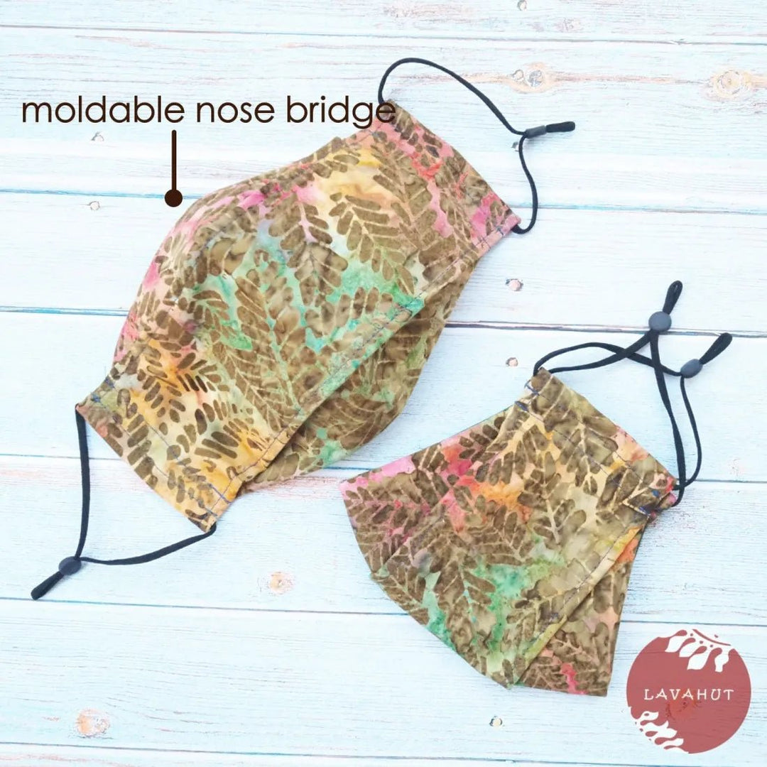 Antimicrobial SILVADUR™ + Origami 3D Face Mask • Gold Leaves – Authentic Hawaiian Face Mask by Lavahut