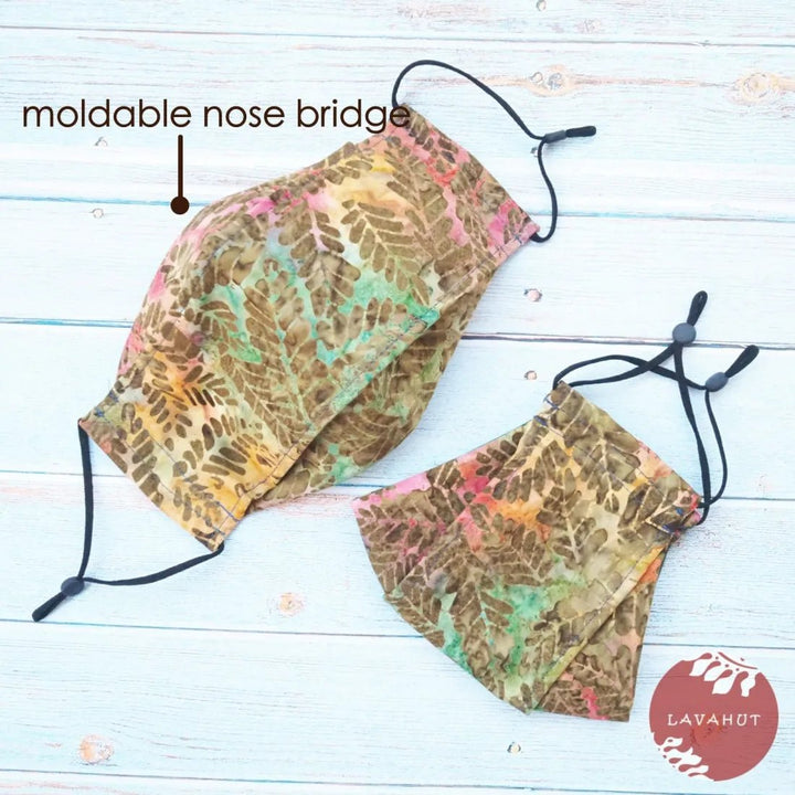 Antimicrobial SILVADUR™ + Origami 3D Face Mask • Gold Leaves – Authentic Hawaiian Face Mask by Lavahut