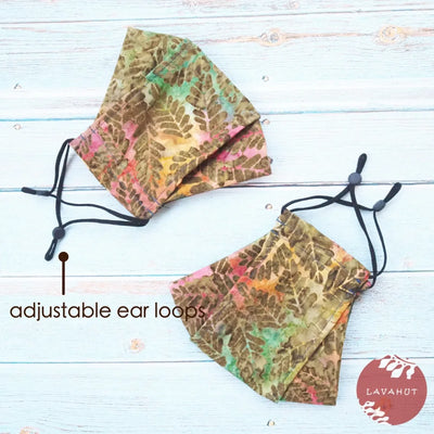 Antimicrobial Silvadur™ + Origami 3d Face Mask • Gold Leaves - Made In Hawaii