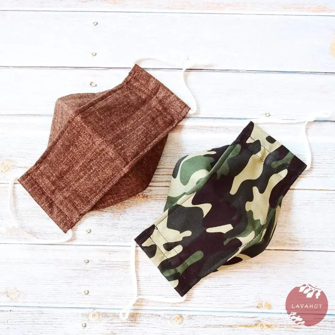 Antimicrobial Silvadur™ + Origami 3d Face Mask • Green Camouflage - Made in Hawaii