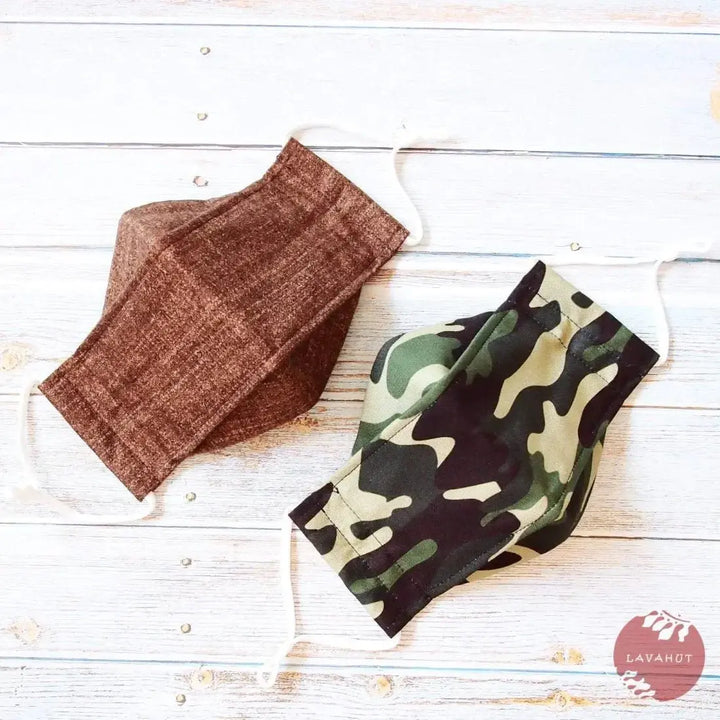 Antimicrobial Silvadur™ + Origami 3d Face Mask • Green Camouflage - Made in Hawaii