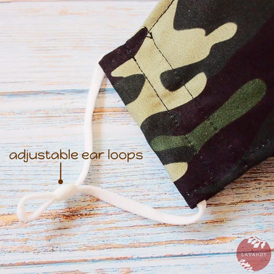 Antimicrobial Silvadur™ + Origami 3d Face Mask • Green Camouflage - Made In Hawaii