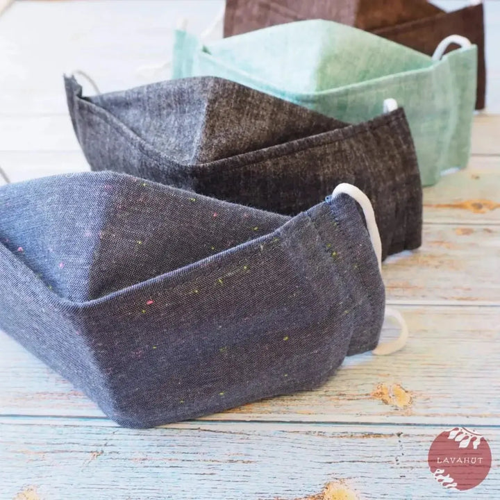Antimicrobial Silvadur™ + Origami 3d Face Mask • Green Chambray - Made in Hawaii