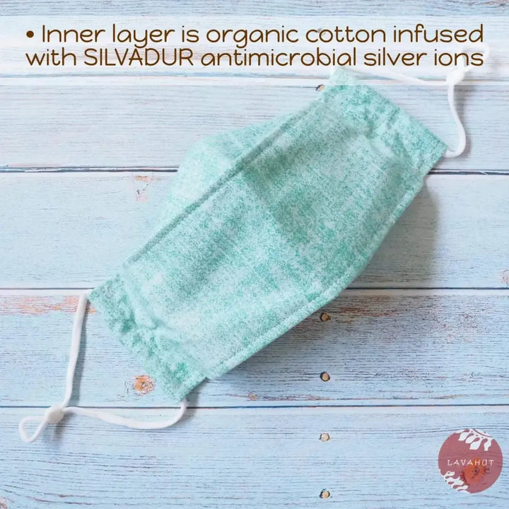 Antimicrobial Silvadur™ + Origami 3d Face Mask • Green Chambray - Made in Hawaii