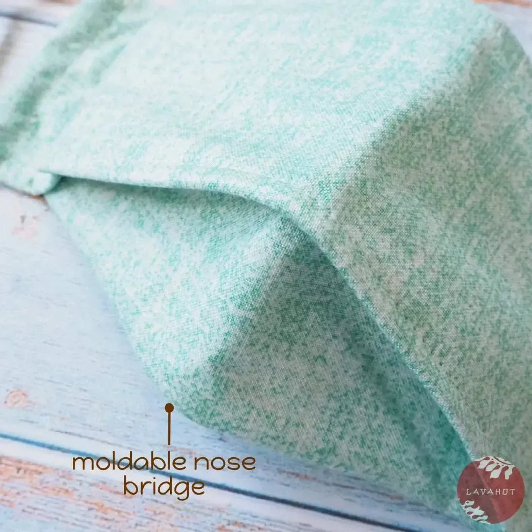 Antimicrobial Silvadur™ + Origami 3d Face Mask • Green Chambray - Made in Hawaii