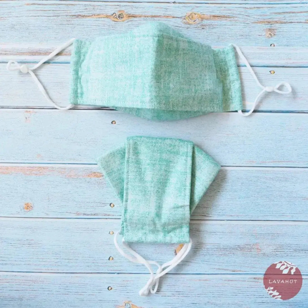 Antimicrobial Silvadur™ + Origami 3d Face Mask • Green Chambray - Made in Hawaii