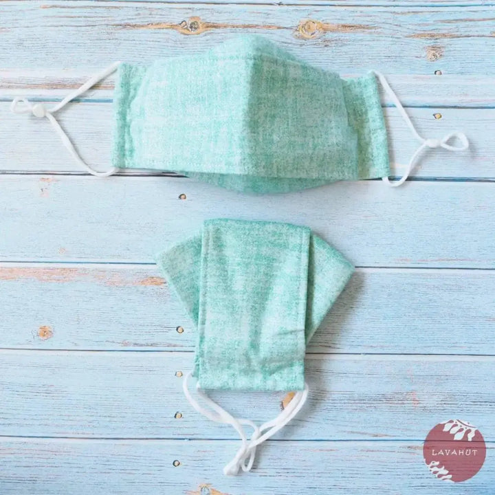 Antimicrobial Silvadur™ + Origami 3d Face Mask • Green Chambray - Made in Hawaii