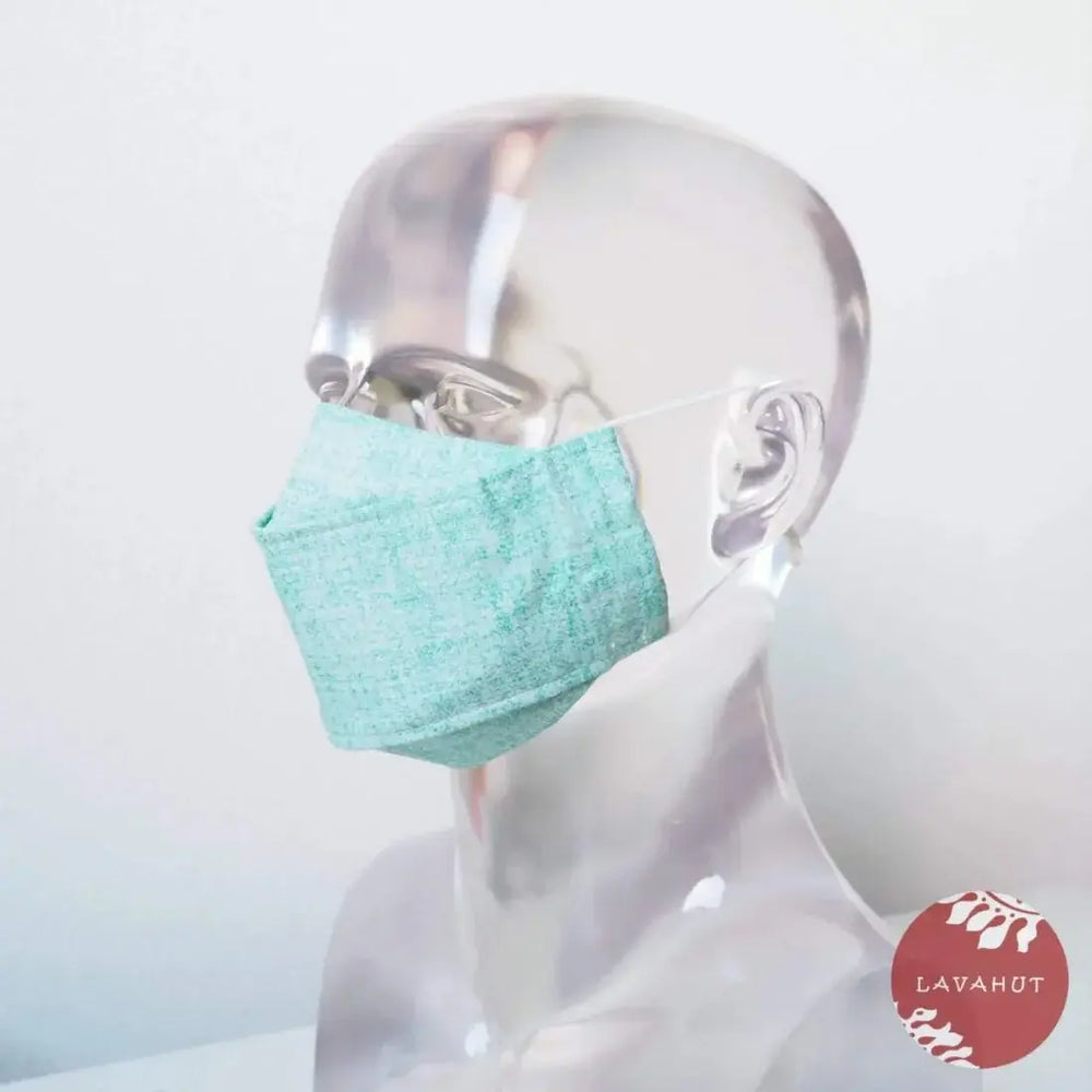 Antimicrobial Silvadur™ + Origami 3d Face Mask • Green Chambray - Made in Hawaii