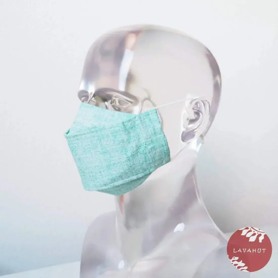 Antimicrobial Silvadur™ + Origami 3d Face Mask • Green Chambray - Made in Hawaii