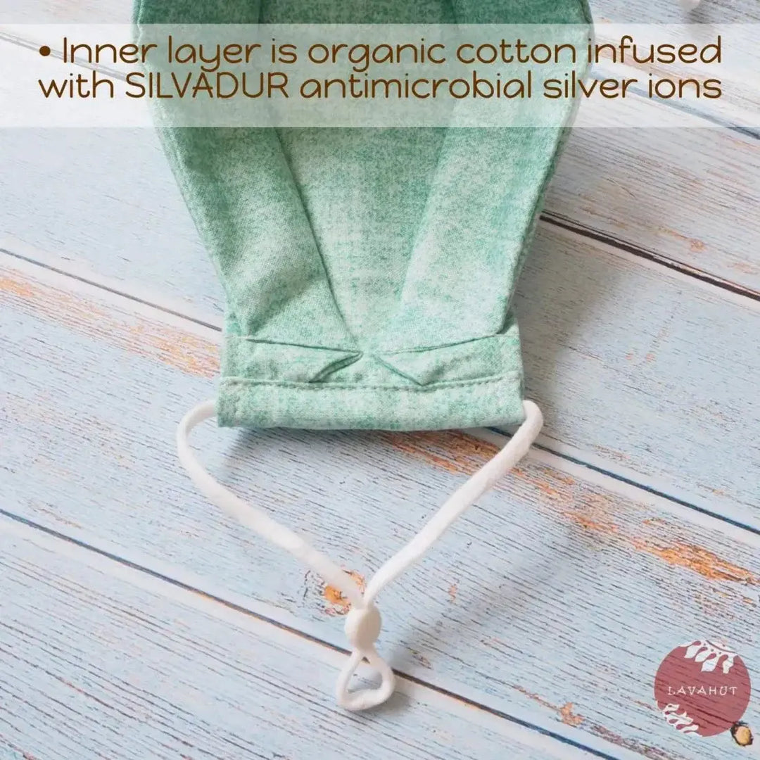 Antimicrobial Silvadur™ + Origami 3d Face Mask • Green Chambray - Made in Hawaii