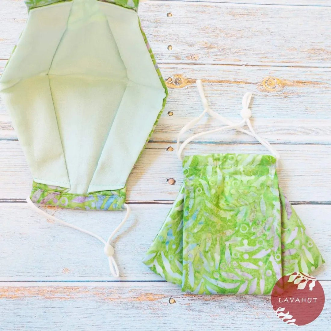 Antimicrobial SILVADUR™ + Origami 3D Face Mask • Green Grass – Authentic Hawaiian Face Mask by Lavahut