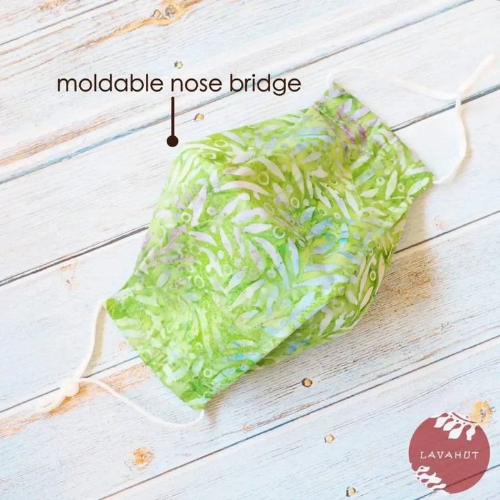 Antimicrobial Silvadur™ + Origami 3d Face Mask • Green Grass - Made in Hawaii