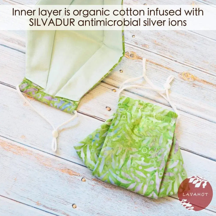 Antimicrobial Silvadur™ + Origami 3d Face Mask • Green Grass - Made in Hawaii