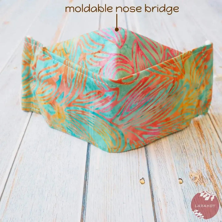 Antimicrobial Silvadur™ + Origami 3d Face Mask • Green Kauai - Made in Hawaii
