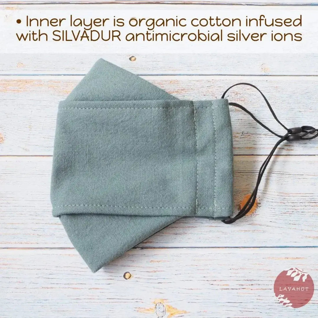 Antimicrobial Silvadur™ + Origami 3d Face Mask • Green Seafoam Solid - Made in Hawaii