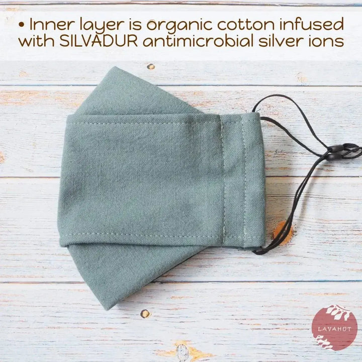 Antimicrobial Silvadur™ + Origami 3d Face Mask • Green Seafoam Solid - Made in Hawaii