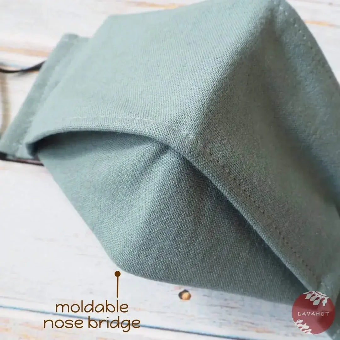 Antimicrobial Silvadur™ + Origami 3d Face Mask • Green Seafoam Solid - Made in Hawaii