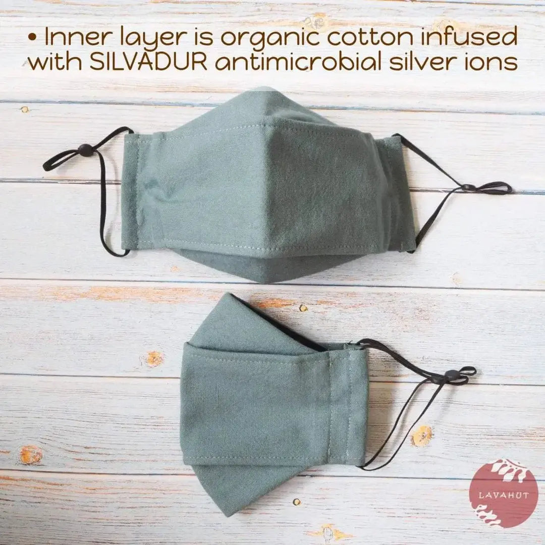 Antimicrobial Silvadur™ + Origami 3d Face Mask • Green Seafoam Solid - Made in Hawaii