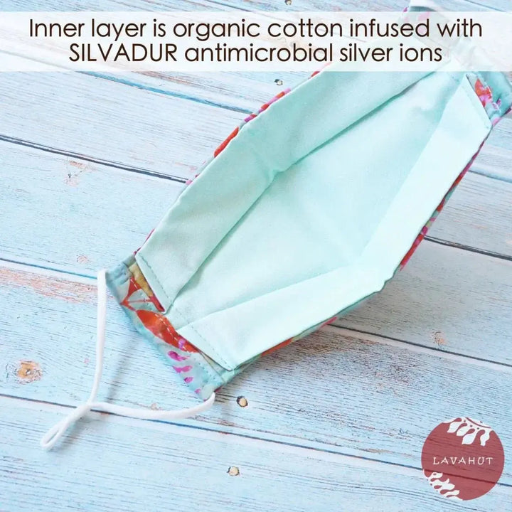 Antimicrobial Silvadur™ + Origami 3d Face Mask • Green Summer - Made in Hawaii