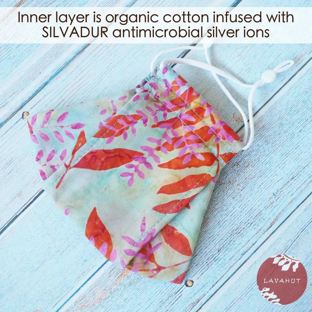Antimicrobial Silvadur™ + Origami 3d Face Mask • Green Summer - Made in Hawaii