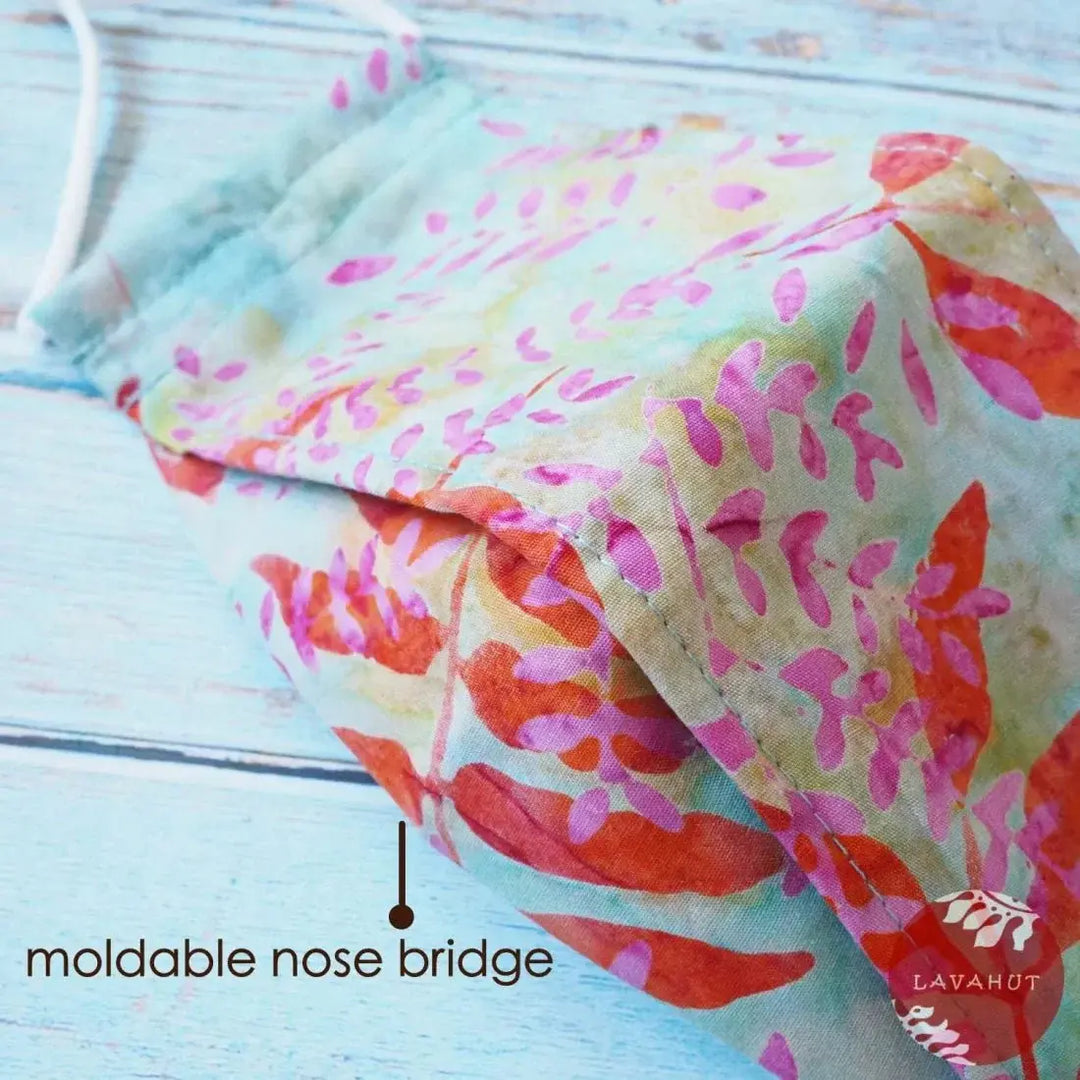 Antimicrobial Silvadur™ + Origami 3d Face Mask • Green Summer - Made in Hawaii