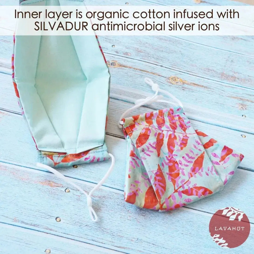 Antimicrobial Silvadur™ + Origami 3d Face Mask • Green Summer - Made in Hawaii