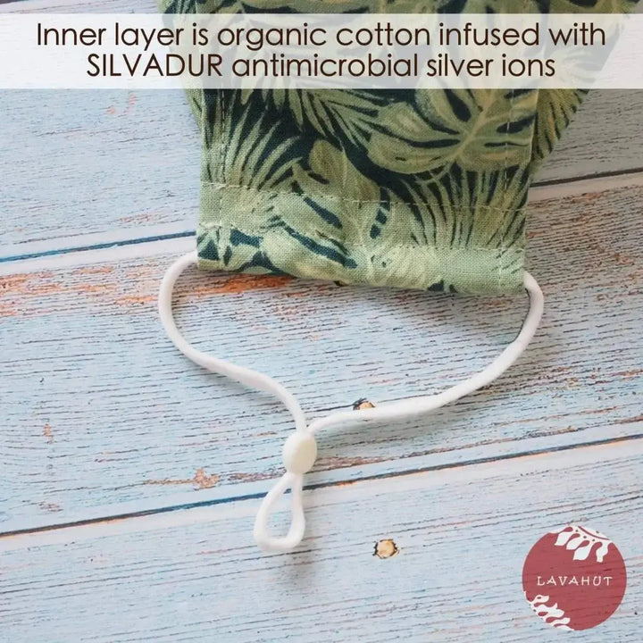 Antimicrobial Silvadur™ + Origami 3d Face Mask • Green Woodland - Made in Hawaii