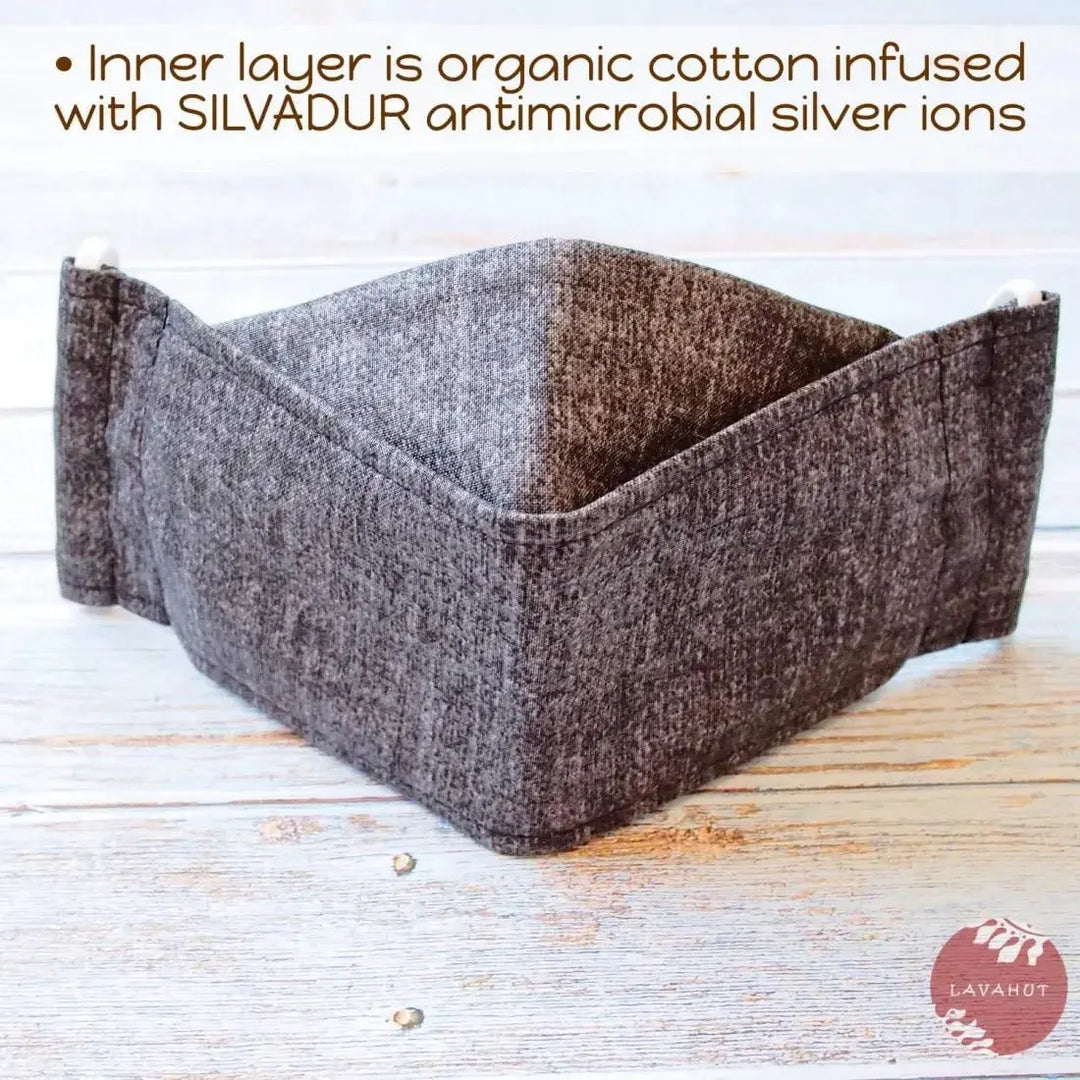 Antimicrobial Silvadur™ + Origami 3d Face Mask • Grey Chambray - Made in Hawaii