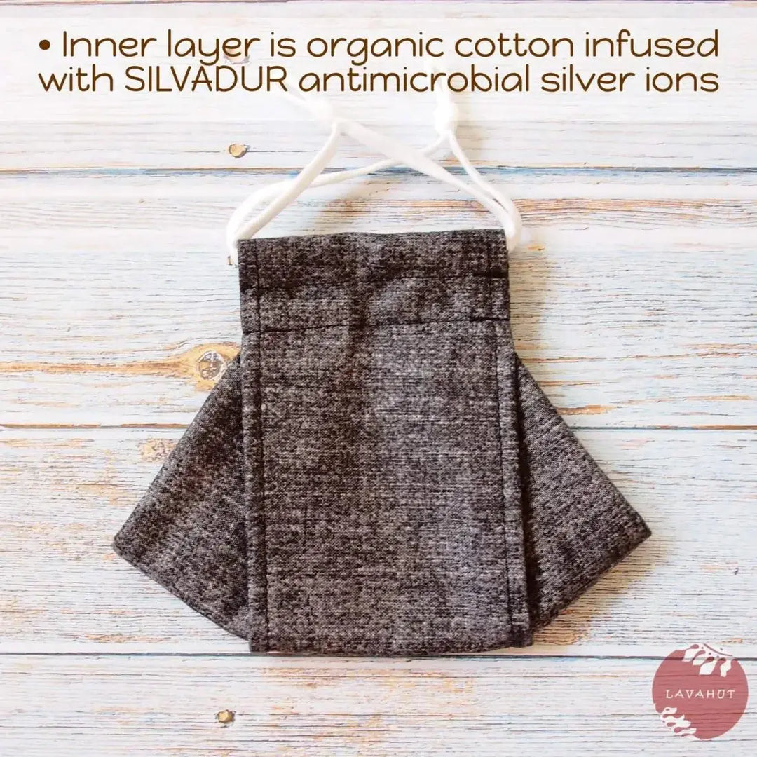 Antimicrobial Silvadur™ + Origami 3d Face Mask • Grey Chambray - Made in Hawaii