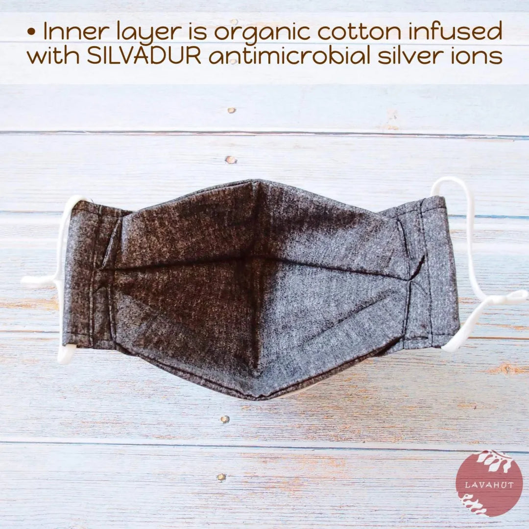 Antimicrobial Silvadur™ + Origami 3d Face Mask ?? Grey Chambray - Made in Hawaii