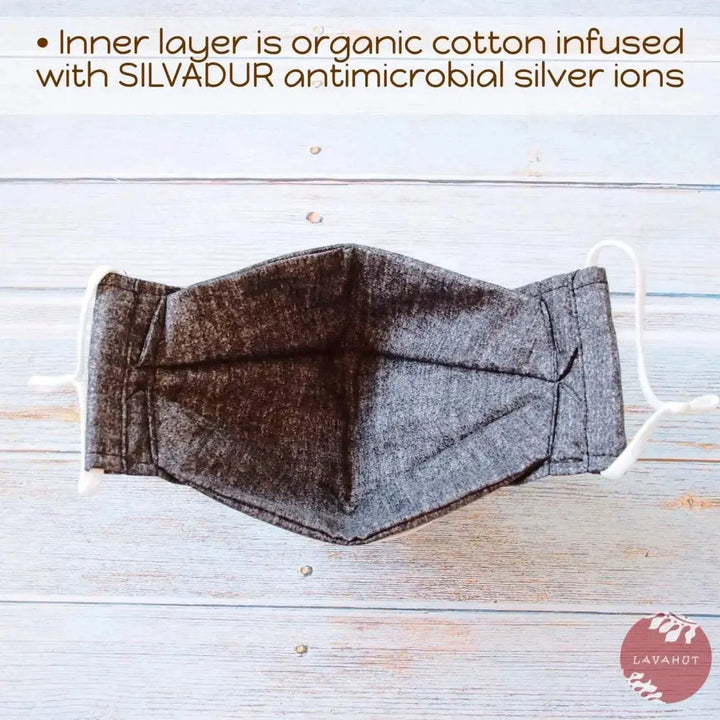 Antimicrobial Silvadur™ + Origami 3d Face Mask • Grey Chambray - Made in Hawaii