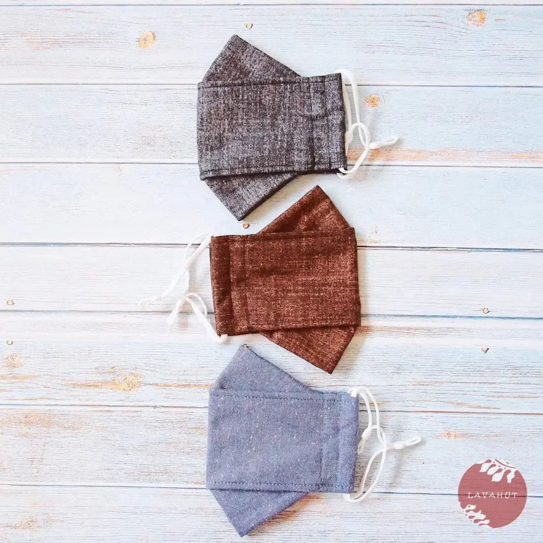 Antimicrobial Silvadur™ + Origami 3d Face Mask • Grey Chambray - Made in Hawaii