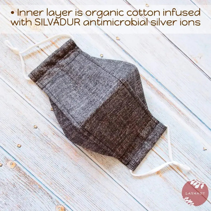Antimicrobial Silvadur™ + Origami 3d Face Mask • Grey Chambray - Made in Hawaii