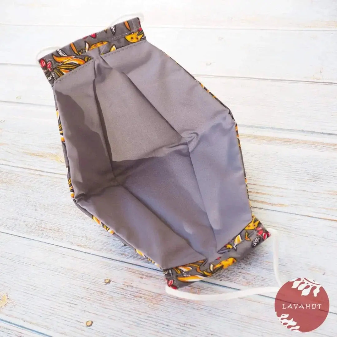 Antimicrobial Silvadur™ + Origami 3d Face Mask • Grey Pineapple Maze - Made in Hawaii