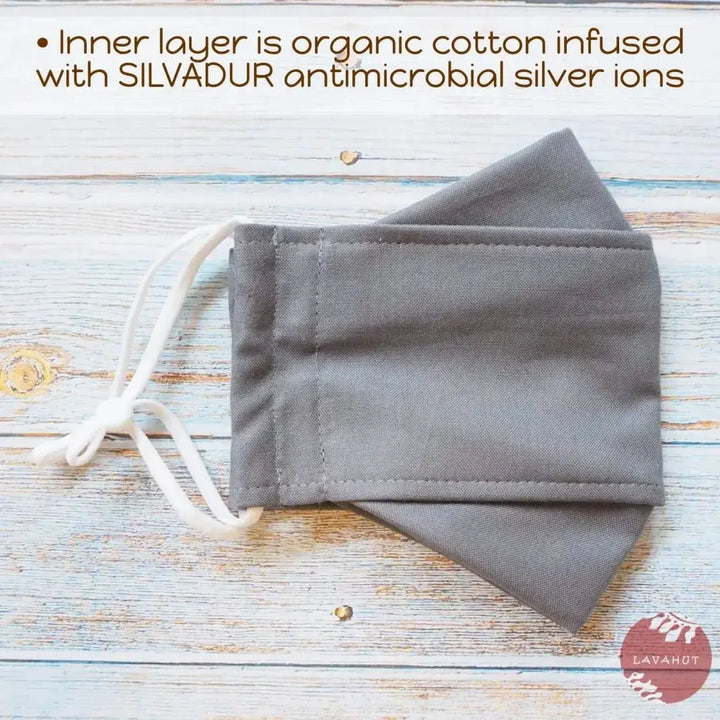 Antimicrobial Silvadur™ + Origami 3d Face Mask • Grey Solid - Made in Hawaii